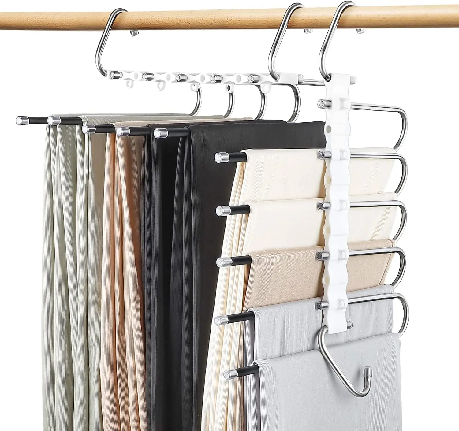 Magic Pants Hangers Space Saving for Closet Multiple Layers Multifunctional Uses Rack Organizer for Trousers Scarves Slack