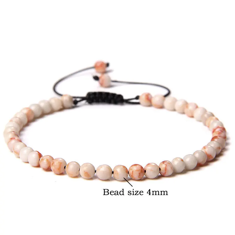 Bracelet hot selling 4mm natural stone crystal semi-precious stone ladies bracelet energy Pulsera fashion braided bracelet