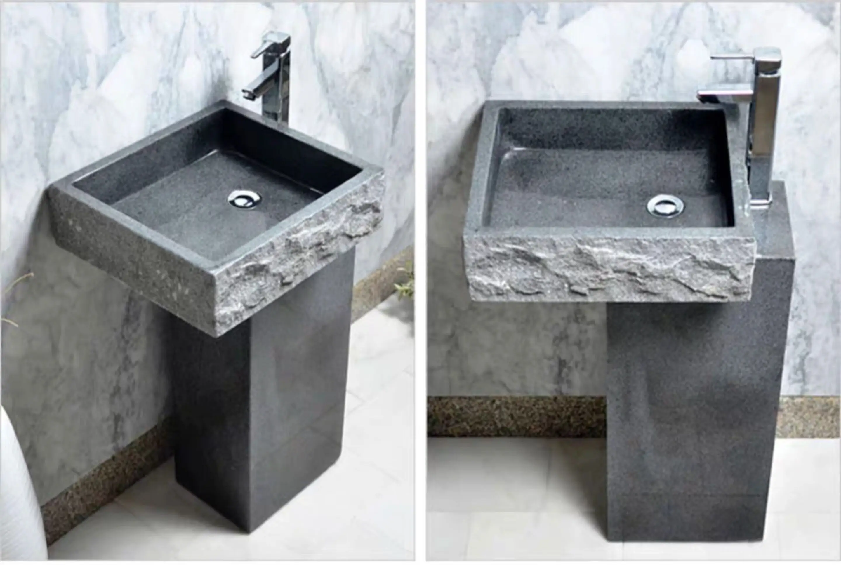 Free standing bathroom decoration natural White marble pedestal stone sink