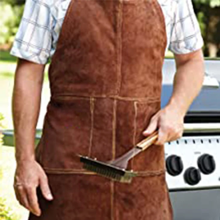 brown babecue BBQ heat resistant hand protection fireproof five fingers reinforced palm high-quality gloves