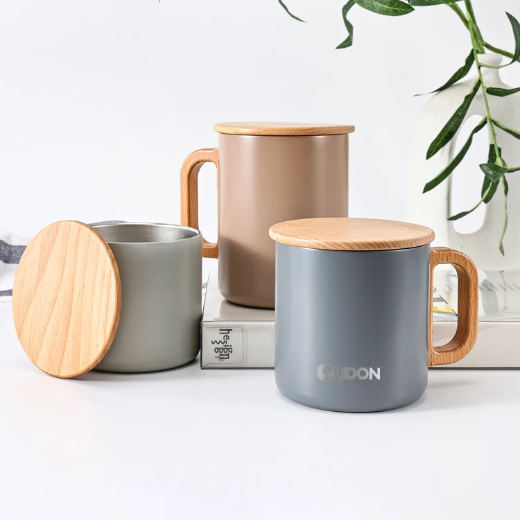 Customized 10oz 12oz Sublimation Coffee Mug Stainless Steel Insulated Tumbler with Bamboo Lids