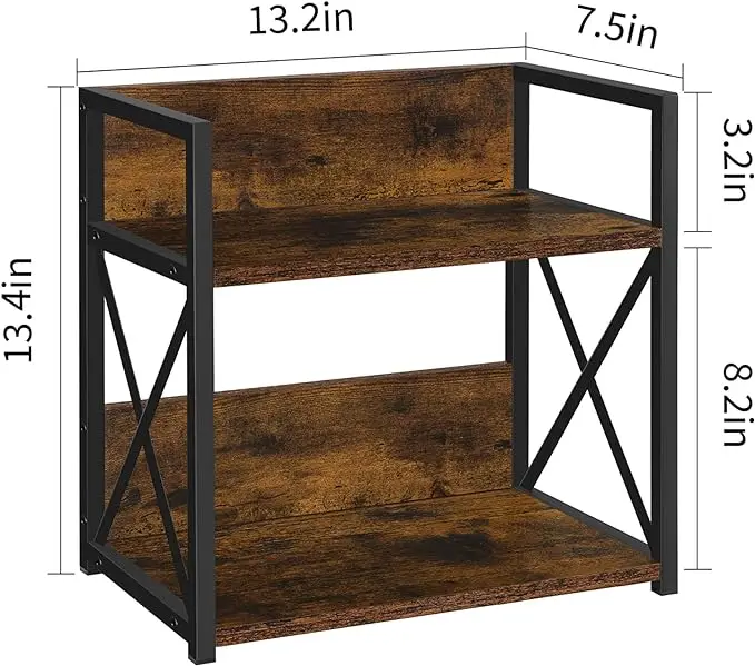 2-Layer Wooden Coffee Bar Accessory Storage Rack for Countertops with Seasoning Mugs Cups Cream & Syrup Holder