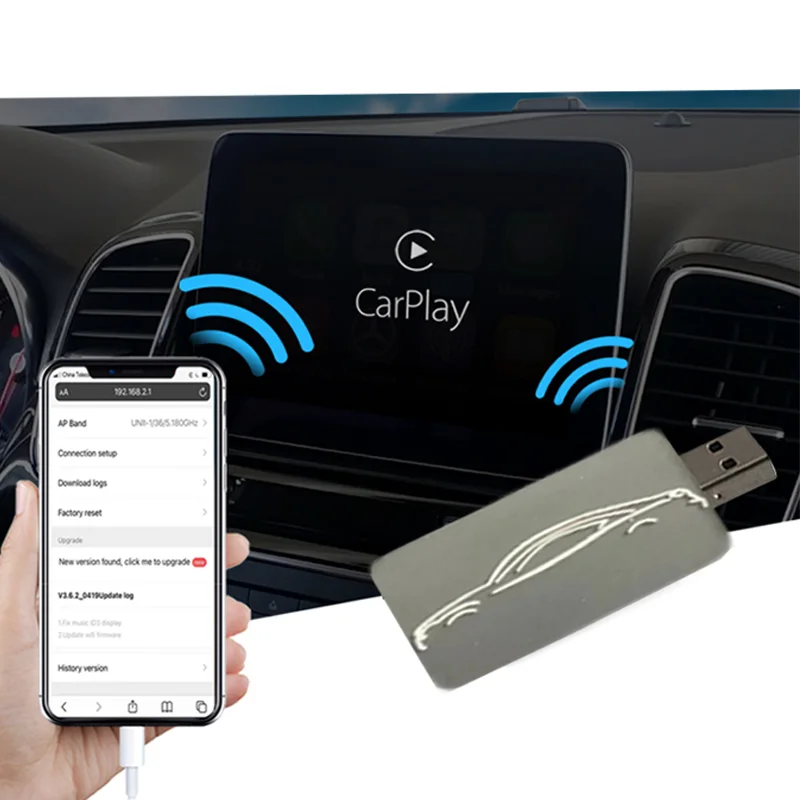 2 IN 1 Android IOS Compatible Wireless Hicar Dongle Adapter CarPlay Box for Ford Lexus Audi Benz BMW Skoda Nissan Hyundai Toyota