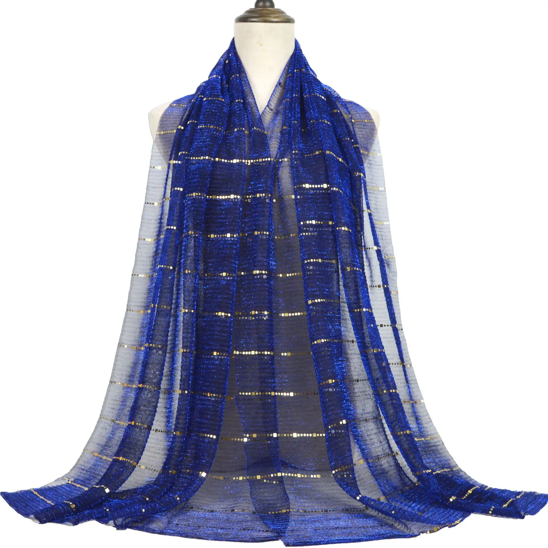 New Style Hijab Islamic Women Luxury Moonlight Beautiful Pleated Crinkle Glitter Shawl Scarf Muslim Wrap