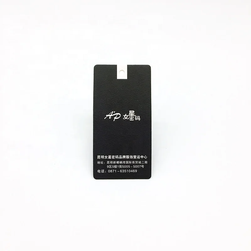 
Professional Thin and long black cardboard Fashion Private Label hang tags 