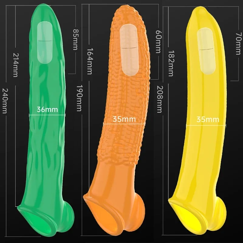 vegetable fruit vibrating cock sleeves for men cucumber banana corn shape cock extenders for men