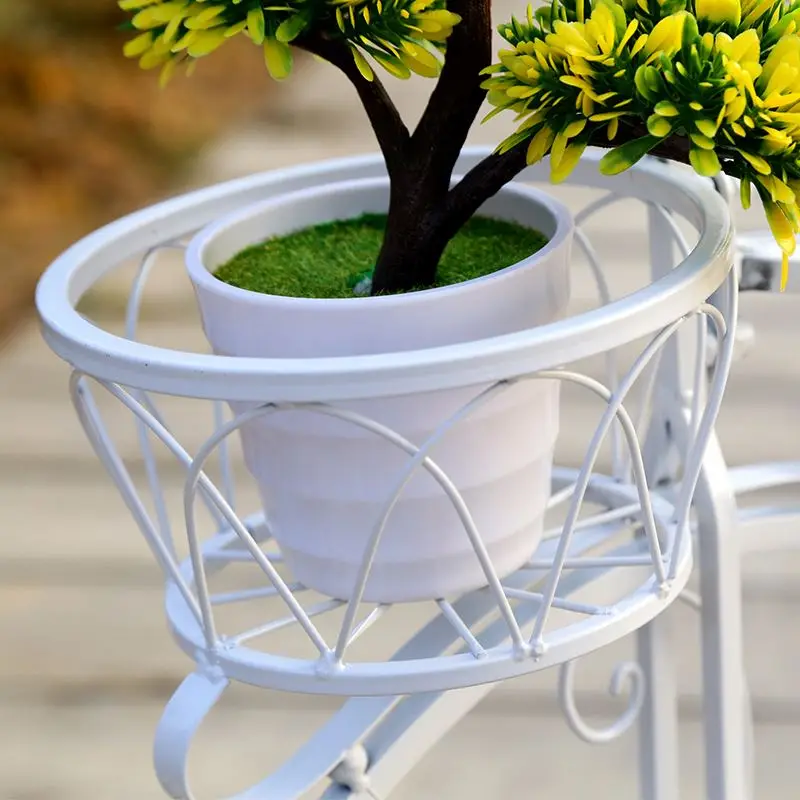 Iron craft multi-layer indoor and outdoor floor type bicycle balcony bedroom Chloranthus multifunction flower pot rack