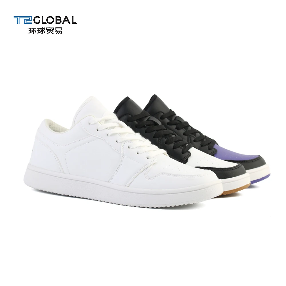 Cheap stylish original brand pu leather flat sneakers shoes for