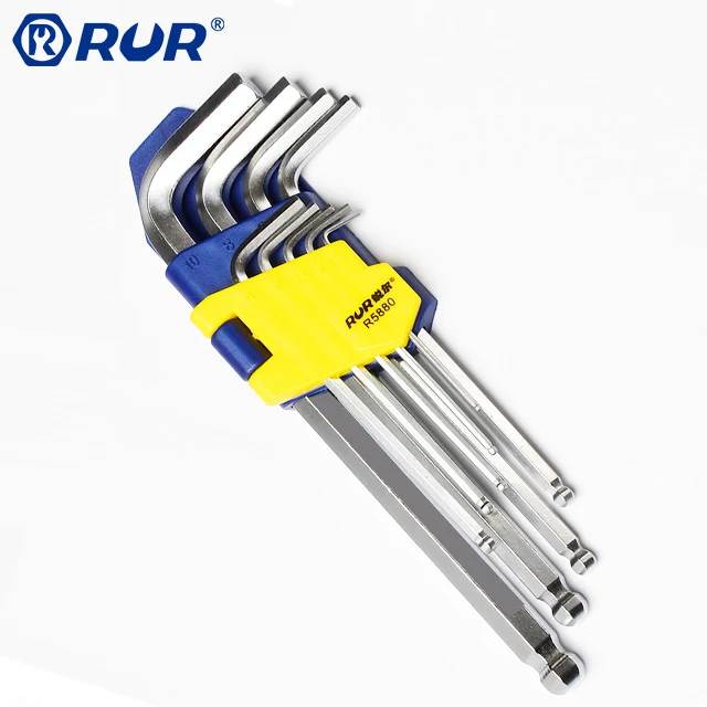 Wholesale RUR Key 1.5-10mm 9pc CR-V Flat Head T Handle Hex Key Wrench