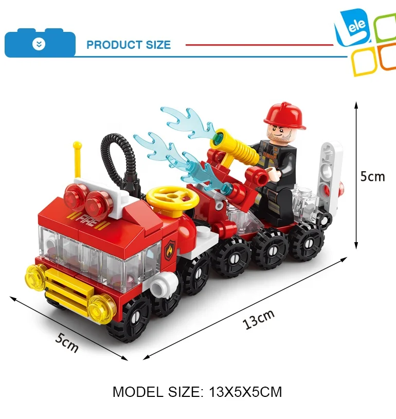 Promotion Gift Bagged City Series 6 in 1 Fire Fighting Truck Kids Educational Building Block Toys