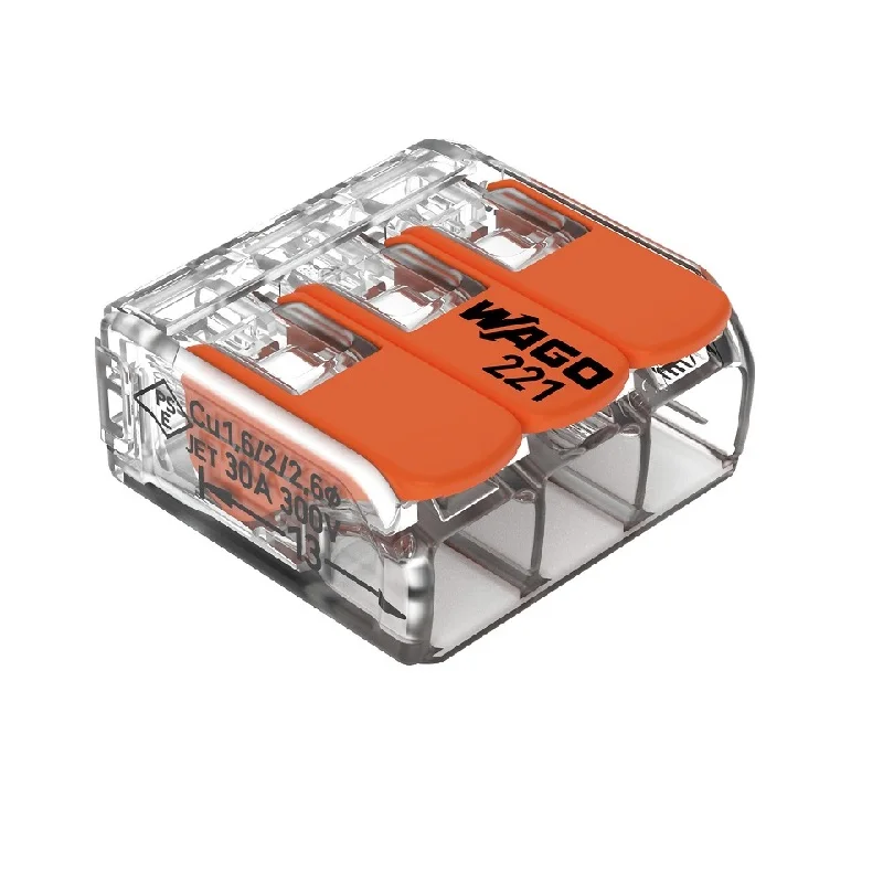 30A Original Wago 221 Quick Connect Disconnect 3 Pole Wire Connector for wiring 6mm2