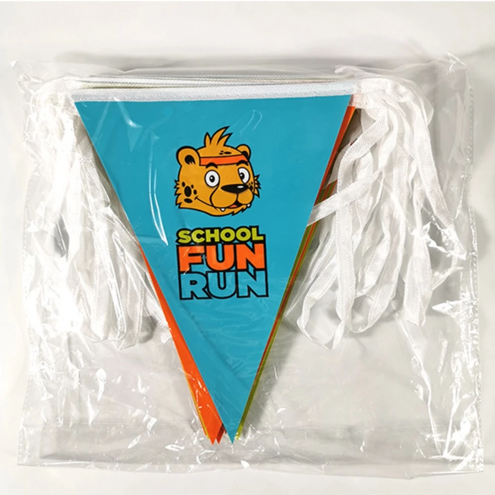 Custom Special Shaped Triangle Flying Banners Pennants Bunting String Flags Personalized Logo Business Promotional Flags Banners