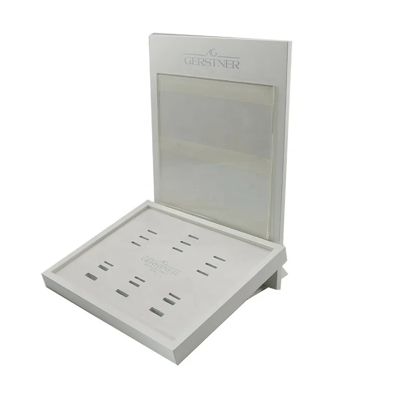 
Handmade Wooden White Lacquer Jewelry Display Showcase With Tray For Ring 