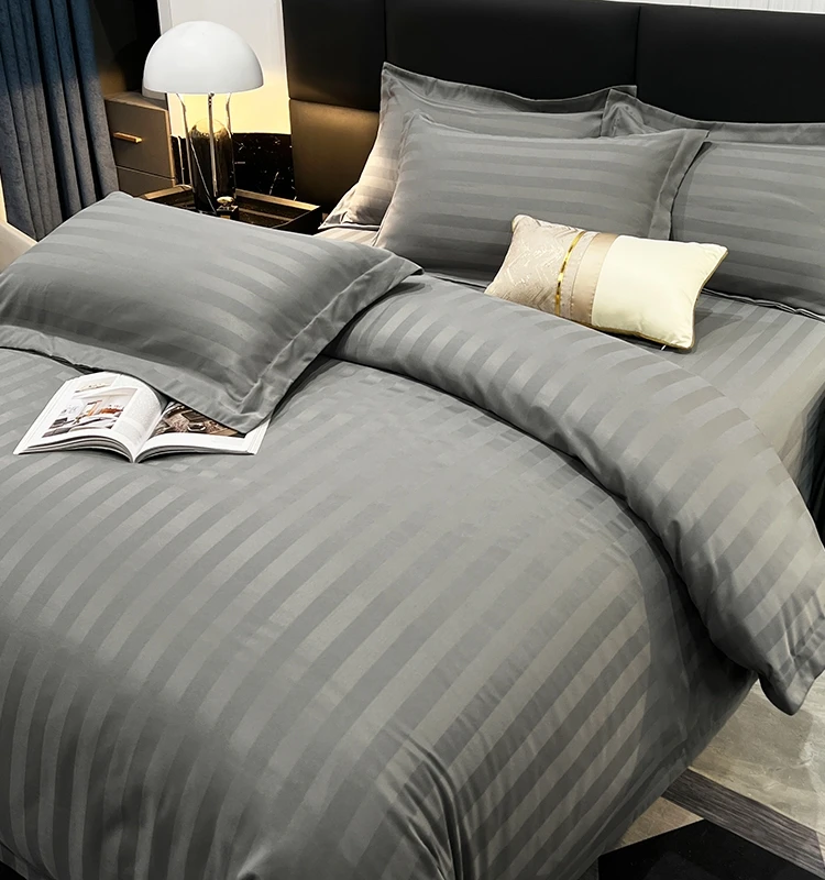 LOGO Embroidery Cotton Jacquard Luxury Coloful 5 Star Bedroom Bedsheet Textile Duvet Cover Sets Hotel Bed Sheets