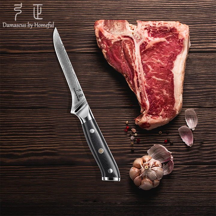 Japanese VG10 Steel Fishing Fillet and Boning Knife 6 Inches Damascus Blade for Kitchen Use