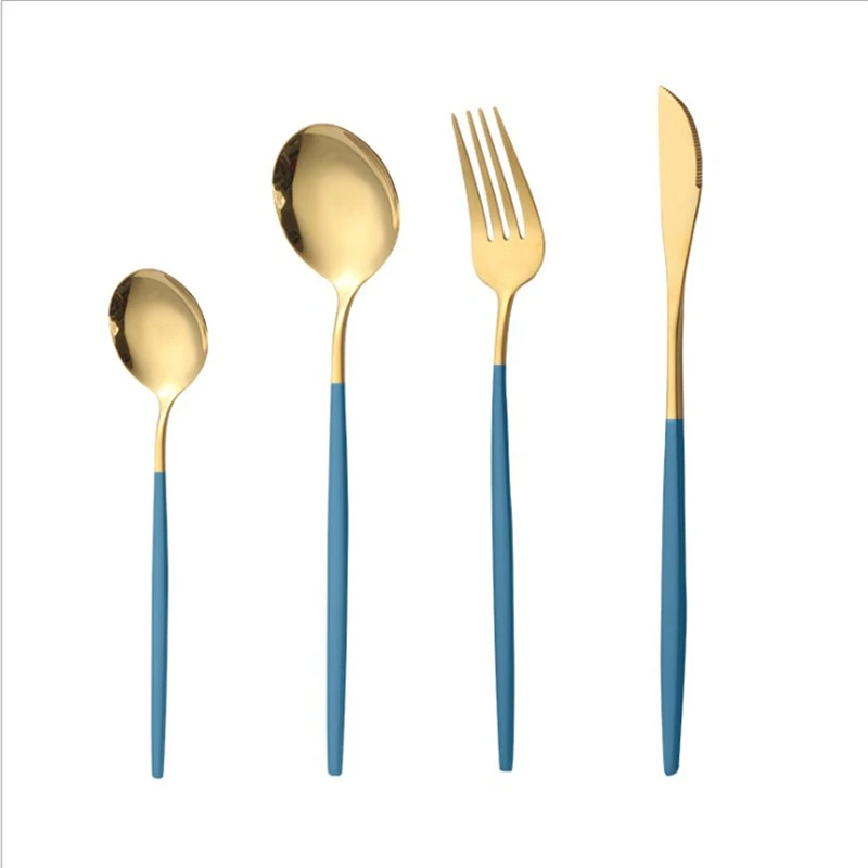 Spanish Portuguese Western steak dinnerware 304 stainless steel cutlery knife fork and spoon Western four-piece gift tableware