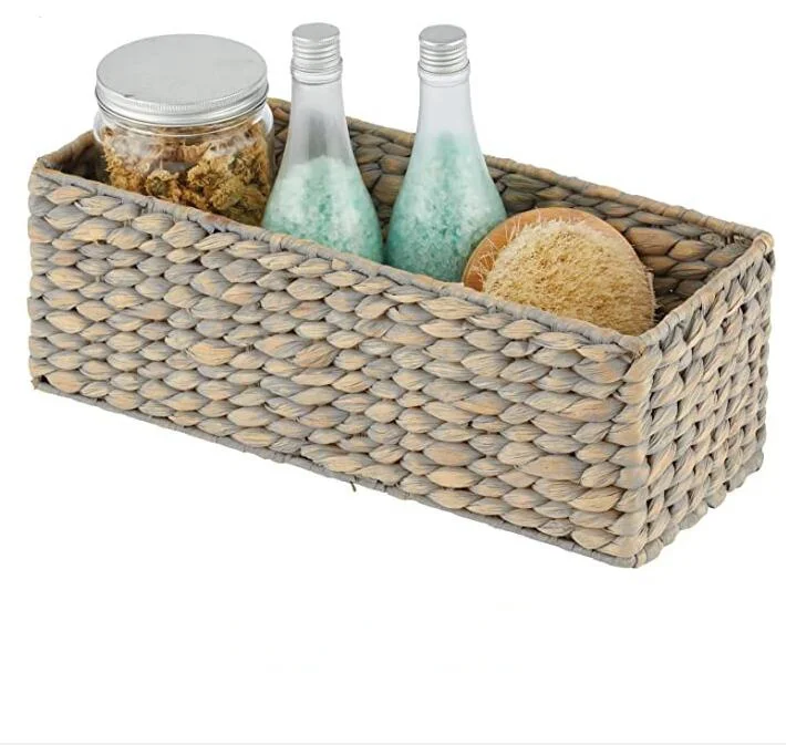Natural Woven Seagrass Bathroom Toliet Roll Holder Storage Organizer Basket Bin For Bathroom Countertop, Toilet Tank Top