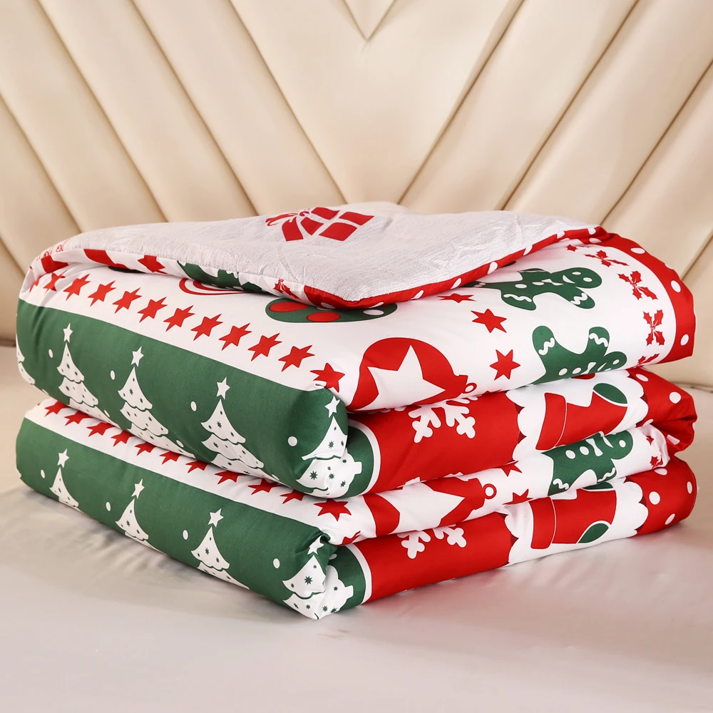Microfiber Inner Soft Premium Quality Christmas Tree Stocking Reindeer Snowflake Printed Bedroom Set