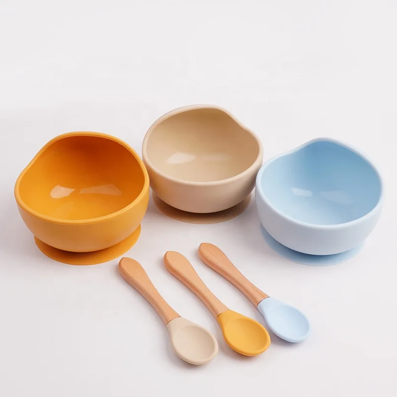 Экологичная посуда подарочные наборы еды для кормления ребенка водонепроницаемые силиконовые овальные чаши младенцев с присоской