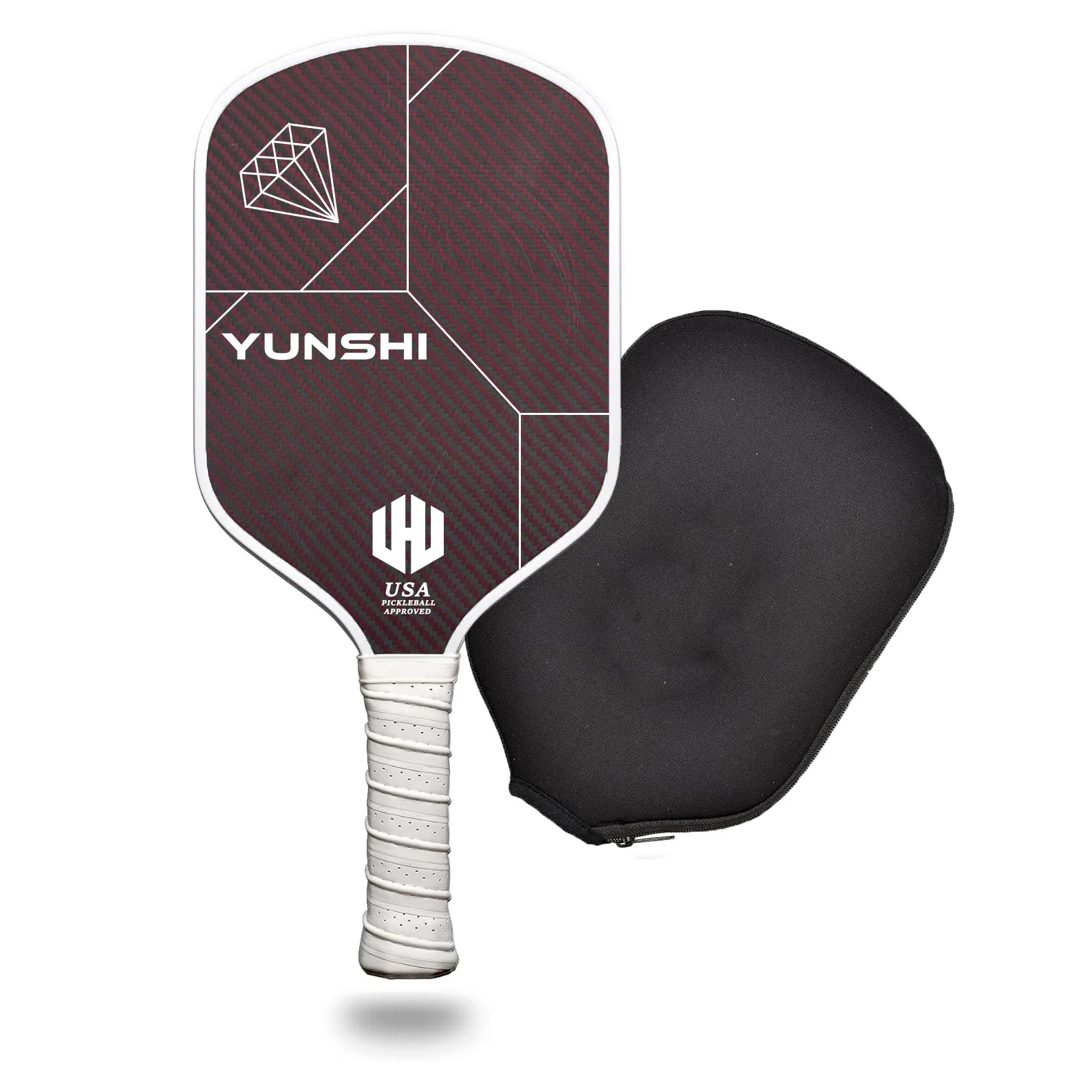2024 New Style 3K Red Black Kevlar Texture Carbon Fiber 16mm Pickleball Paddle