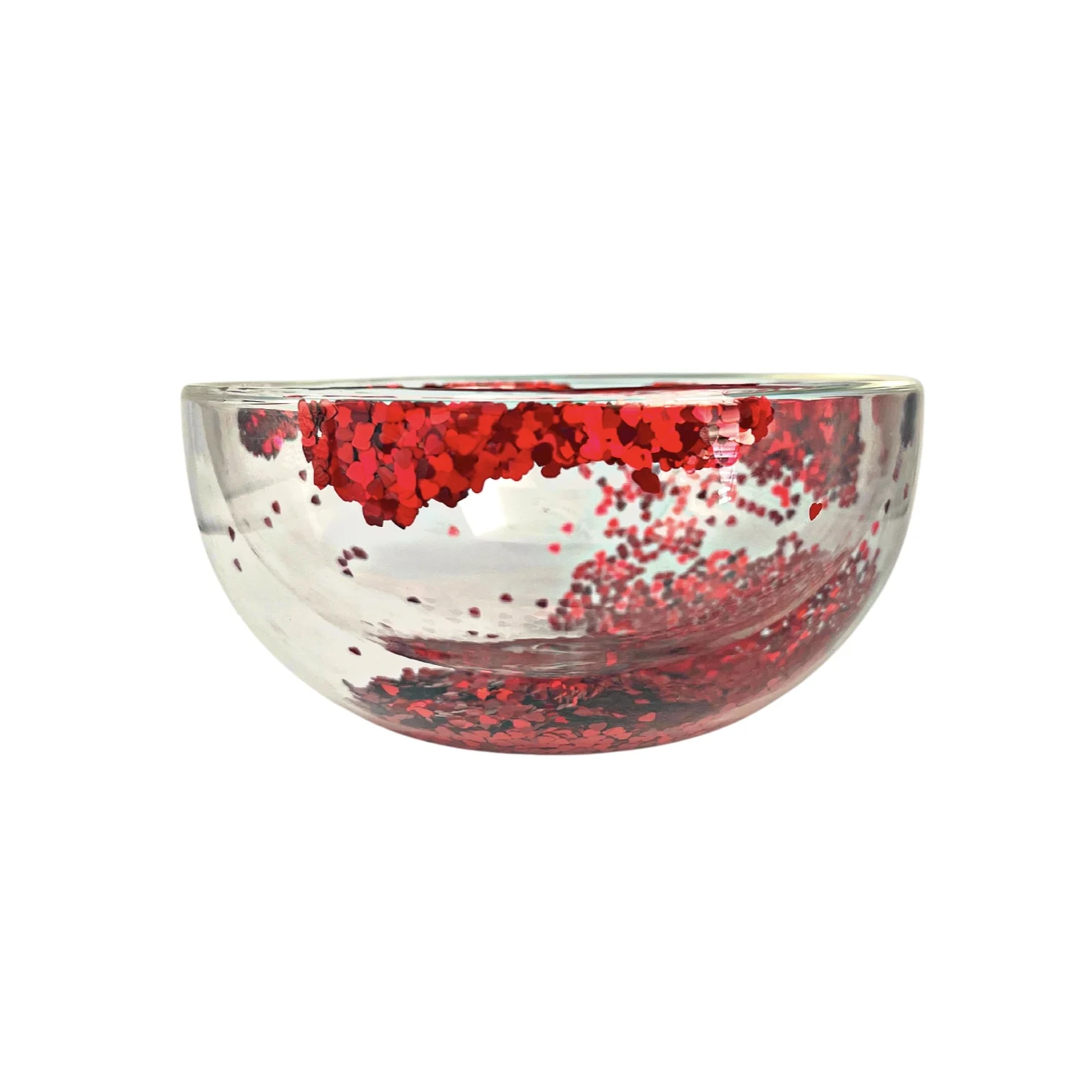 Onein OEM/ODM 1000ml double wall glass bowl The inner wall is sequined High borosilicate material wedding doorgifts glass bowl