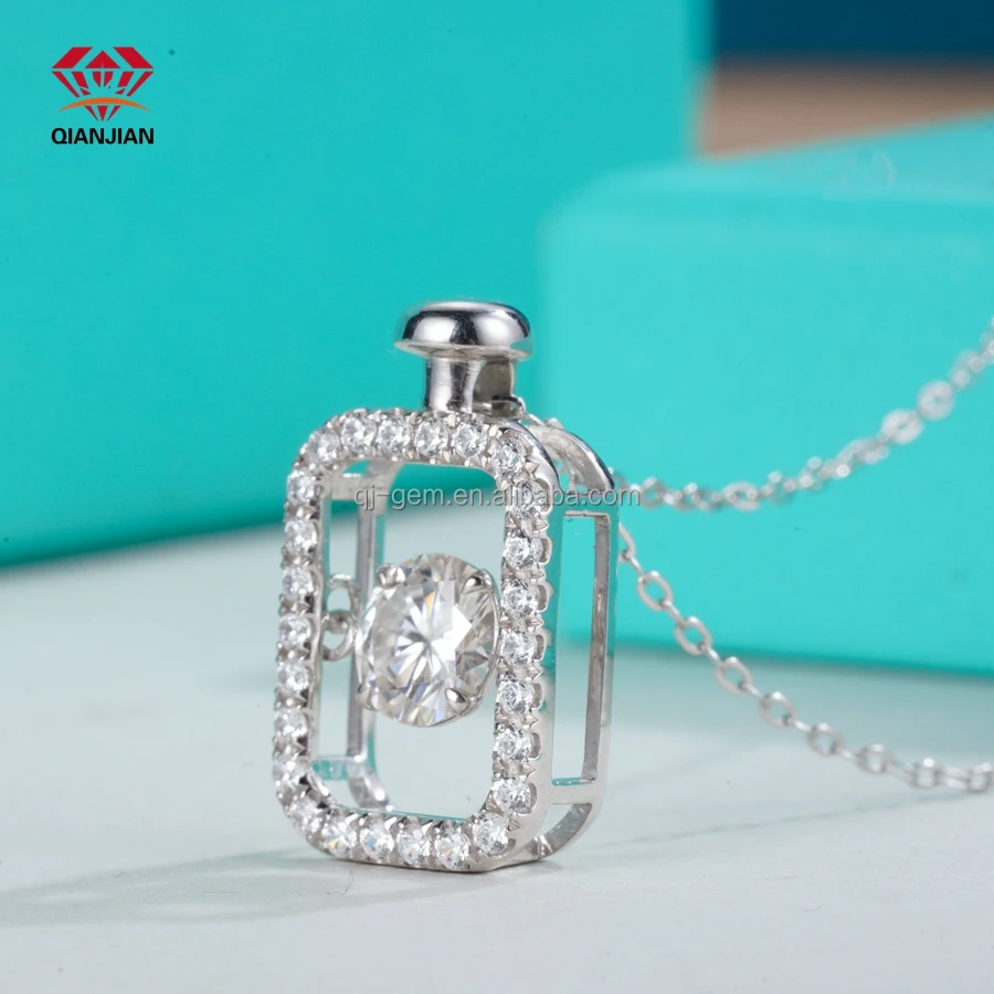 Qianjian Fine Jewelry New Trendy 925 Sterling Silver Lady Women Moissanite Diamond Exquisite Necklace