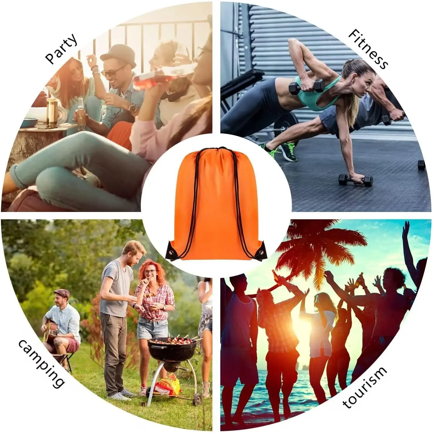XP-Promos 210D Polyester Durable Sports Backpack Soccer Basketball Fitness Drawstring Cinch For Swimming Pool Gym String Bag