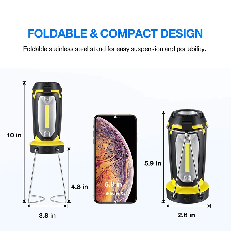 1200mAH power bank lamp 8 light modes outdoor waterproof cob work light 130LM LED Rechargeable Camping Lantern