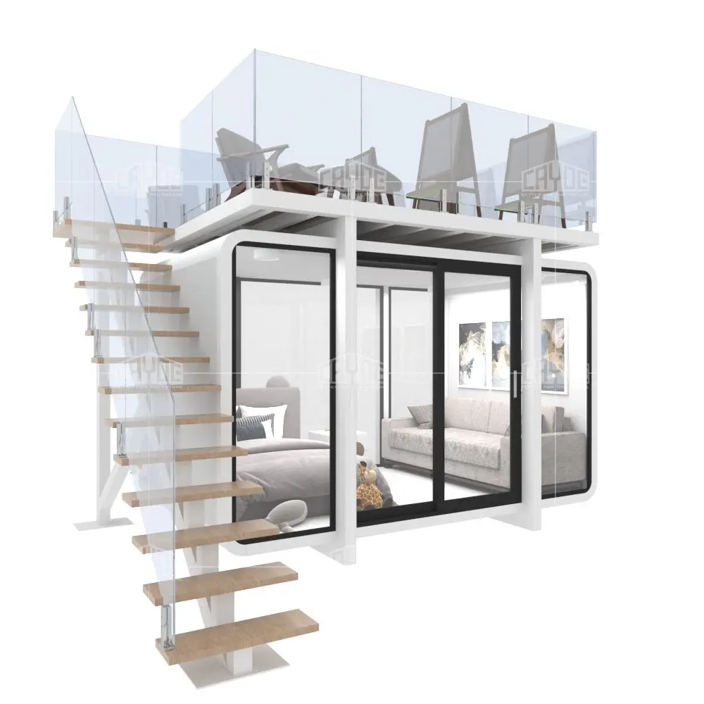 Двойной двухэтажный контейнер 20 футов с ванной и солнечным контейнером с теплоизоляцией