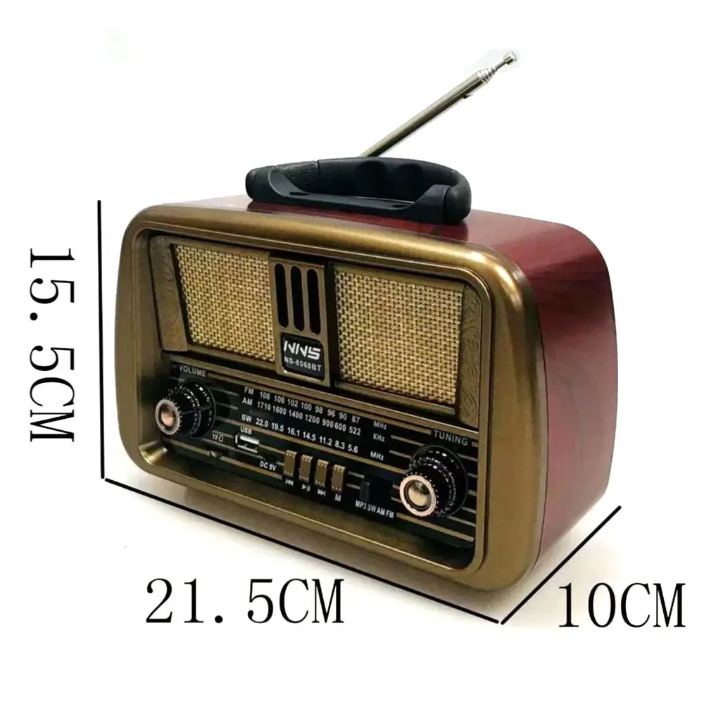 NNS vintage radio NS-8068BT rechargeable am fm sw wireless radio portable old style am fm radio