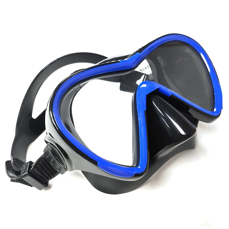 Профессиональная маска для подводного плавания в синей оправе