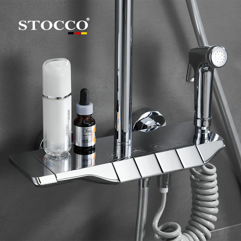 black brass luxury thermostatic hotel bathroom wall mounted rain piano shower mixer set system