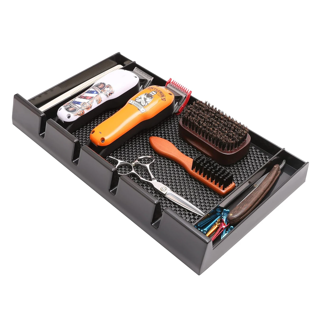Hot Sale Barber Clipper Tray Anti-slip Black Salon Clippers Organizer Razor Case With 4 Notches Professional Hair Trimmer Holder