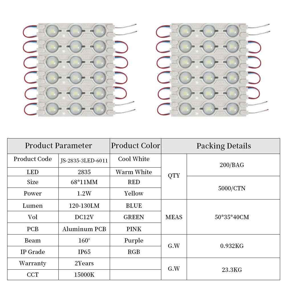 Injection molded LED 2835 patch module. 12V advertising luminous blister character module. 6011 copper bracket, high brightness.