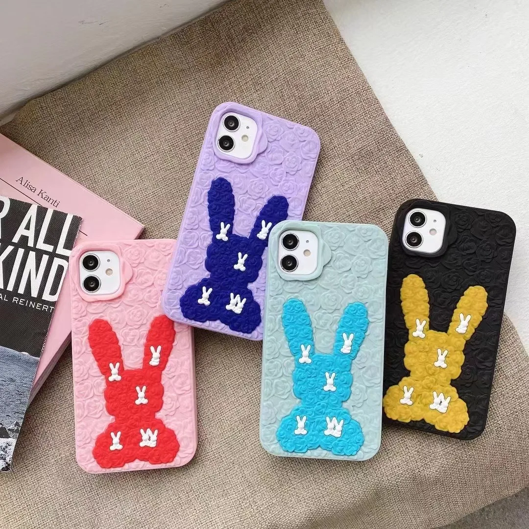 Custom Cute Rabbit Phone Cases for iPhone 14 Pro Max 13 12 11 Soft TPU Silicone Covers Carcasas Para Celulares