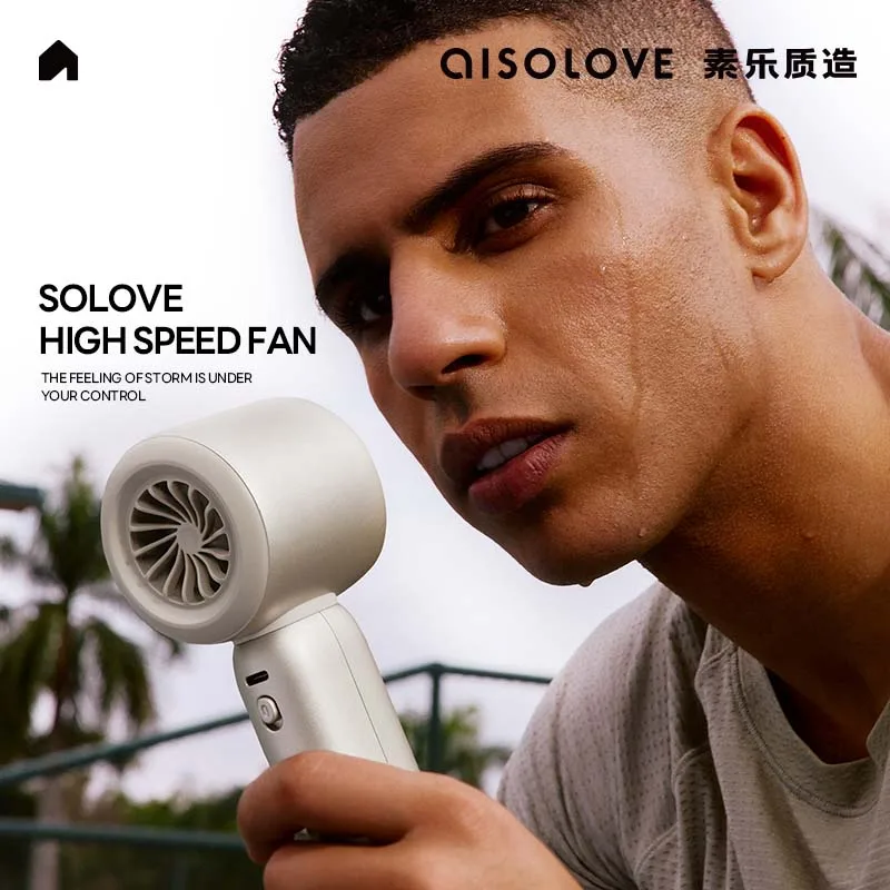 SOLOVE High Quality Custom logo 4000mAh High Speed 100 Speed Control Digital Display Portable Handheld Fan Wholesale