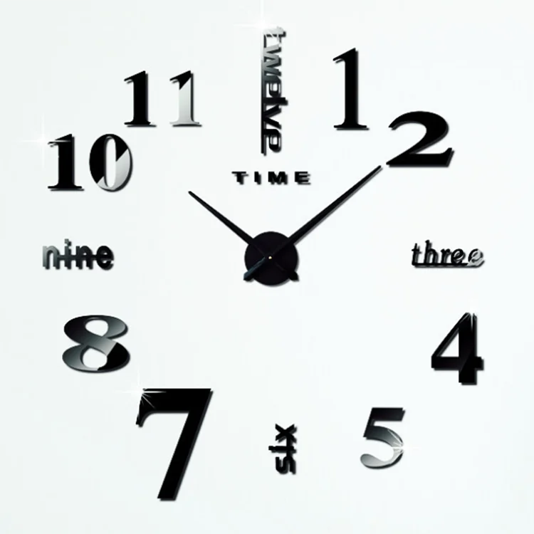 Hot Sell New Diy 3d Large Acrylic Wall Sticker Clock Modern Big Mirror Wall Clocks Decor For Home Office Decoration