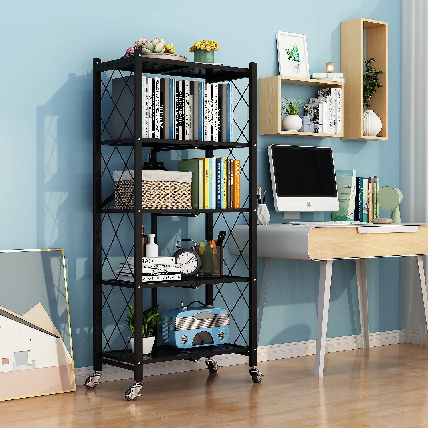 Multifunctional Shoe Rack Display Wall Mount Rack Foldable shelf Black Metal Customized Living Room Modern Furniture