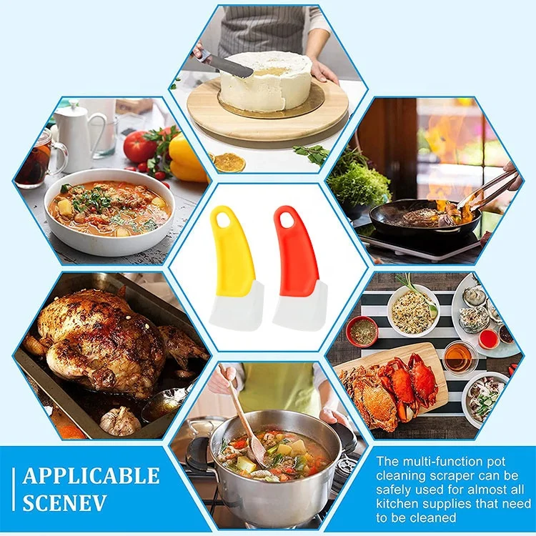Fast delivery pot pan scraper cleaning blade silicone oven pot pan scraper recycled silicone pot pan scraper cleaning plastic