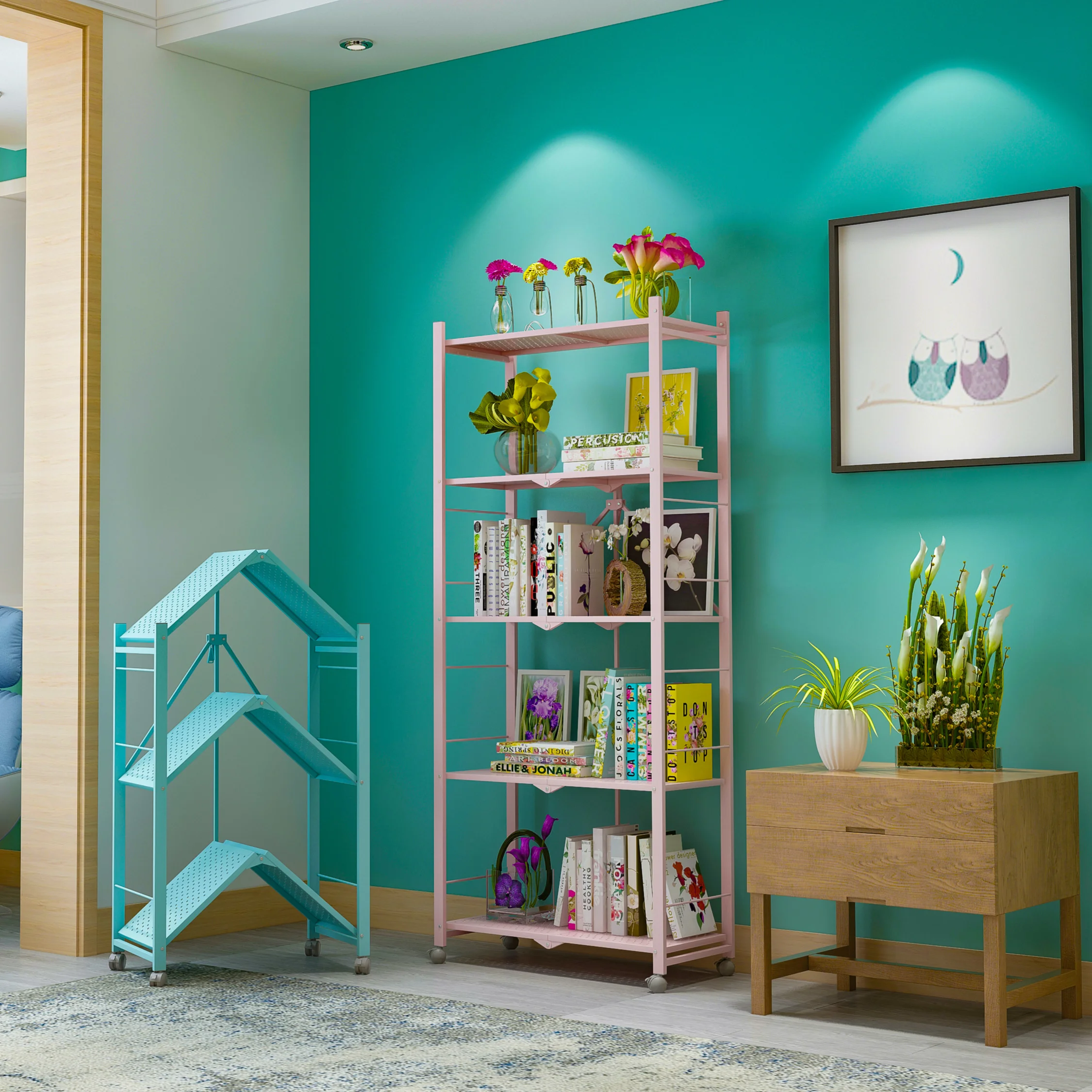 PomeloHome cabinet shelf kitchen iron 2 tier multifunctional foldable shelf storage