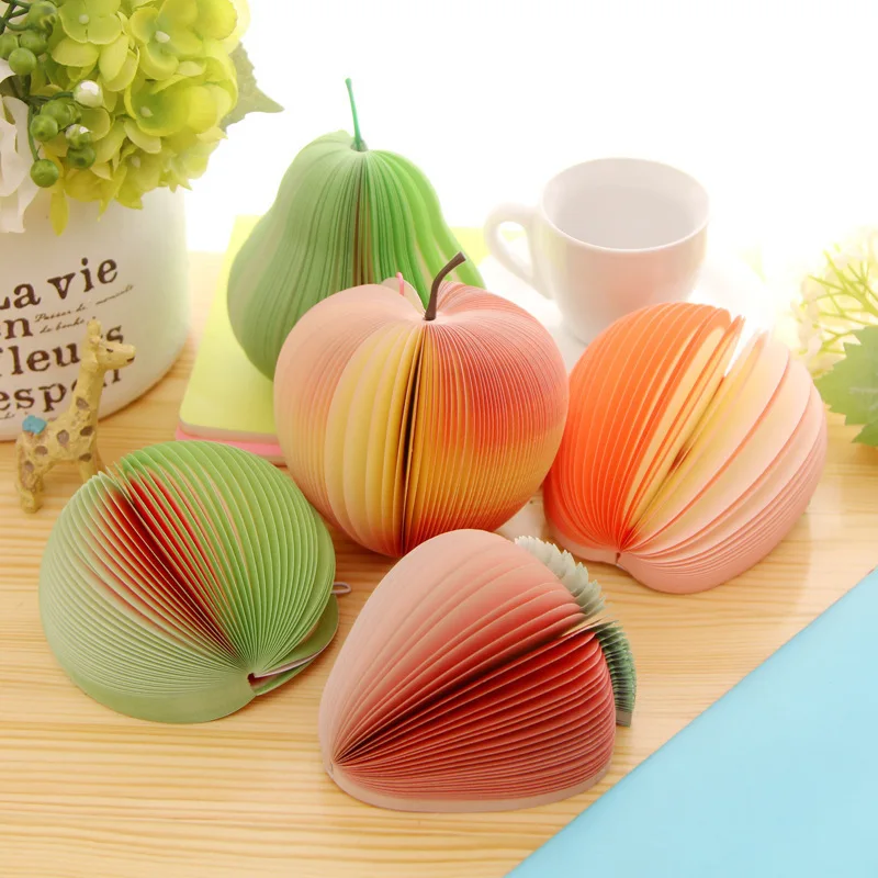 Creative Office stationary Wholesale 3D fruit apple shaped sticky notes and vegetable memo pad lovely notepad for students gifts