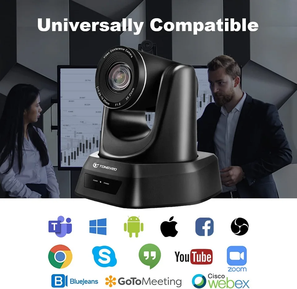 Лучшая цена Tongveo 1080P60FPS USB PTZ Конференц-камера с пультом дистанционного управления для конференц-зала