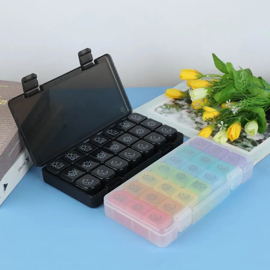 Custom Logo Portable Pill Storage Case Weekly Pill Box 7 Days Large Travel Medicine Organizer