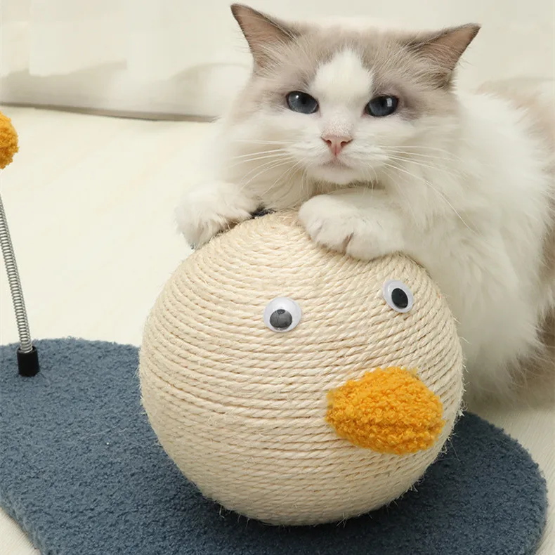 Custom Panda Shape Cat Scratcher Super Cute Rabbit Cat Scratching Ball Duck Cat Ball Sisal
