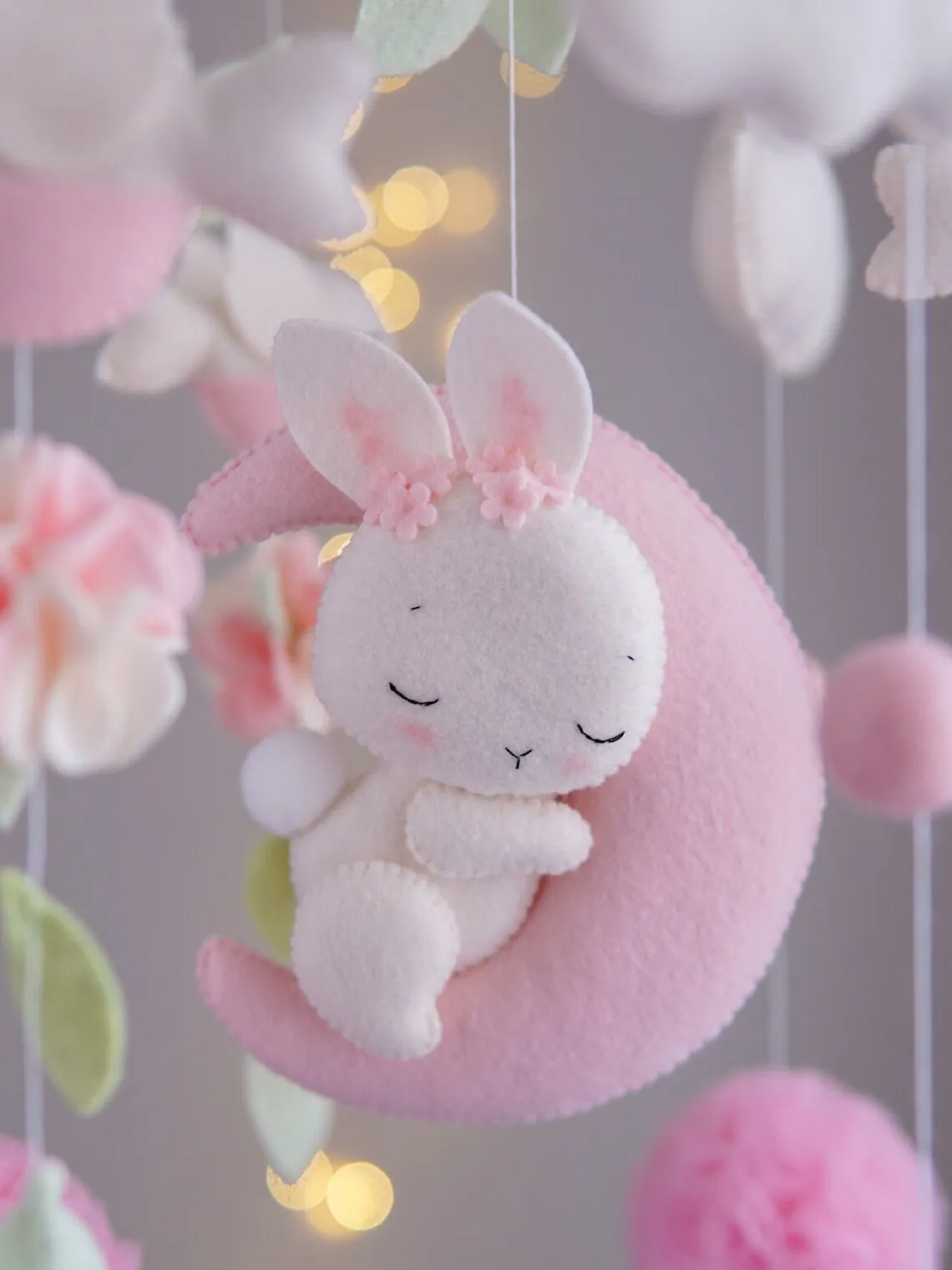 boho new design nature hanging nursery custom Australian animals bird flower felt bear handmade baby crib mobile for girl