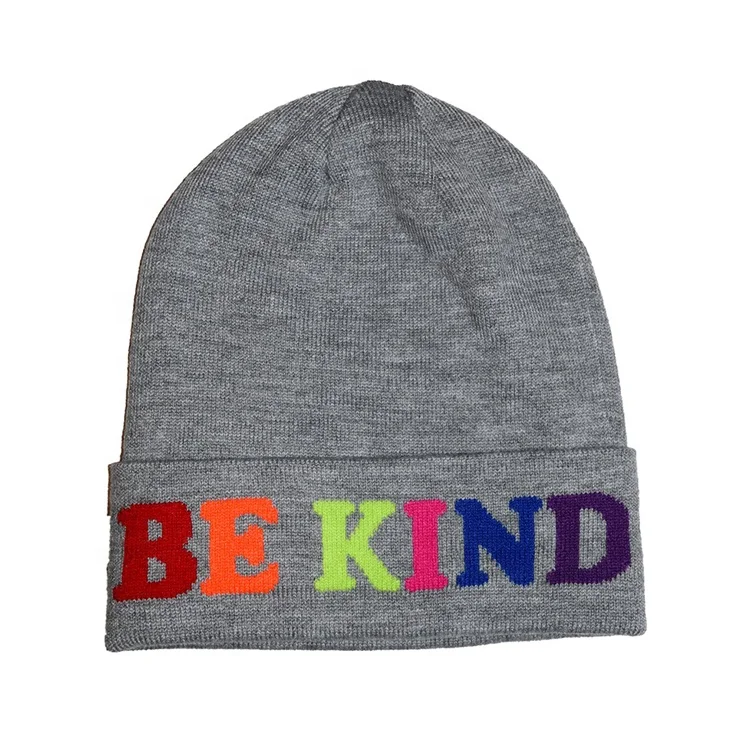 Oem knitted skull beanie cap without pom winter hats colorful jacquard knit hat