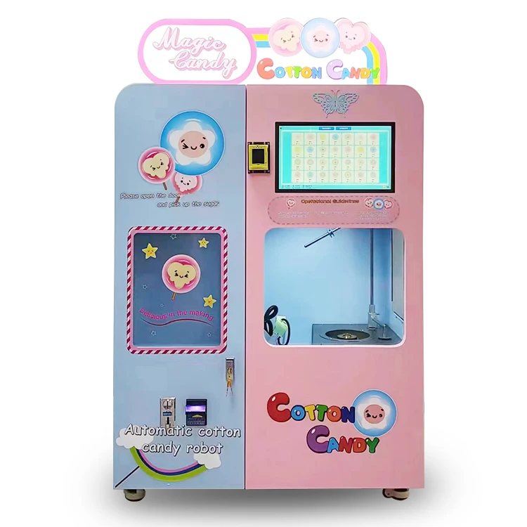 Automatic Professional Sweet Cotton Candy Sugar Robot Machine Sugar Cotton Candy Commercial Dispenser Vending Machines