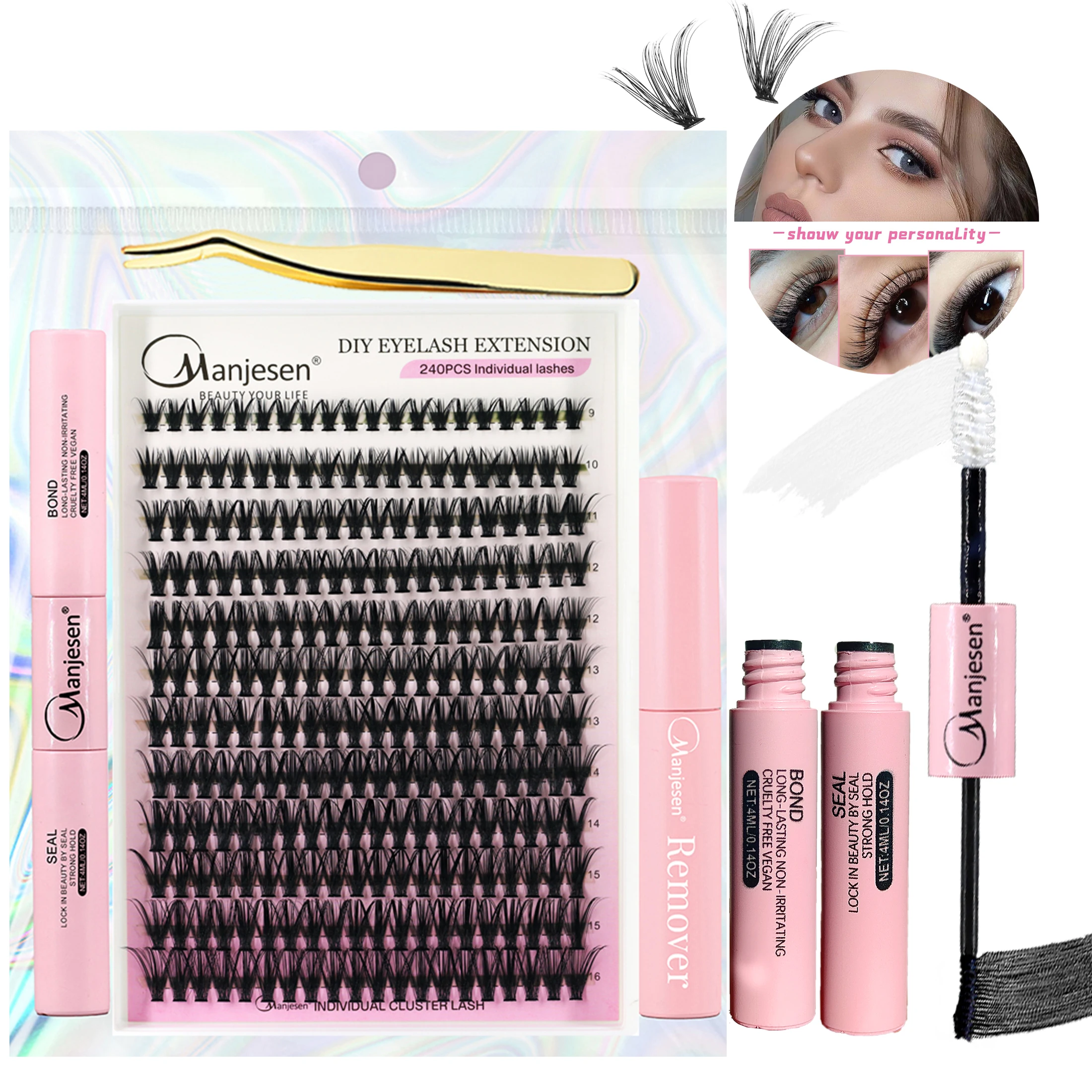 DIY Eyelash Extension DIY Lash Extension Kit Clusters Volume Lashes Set