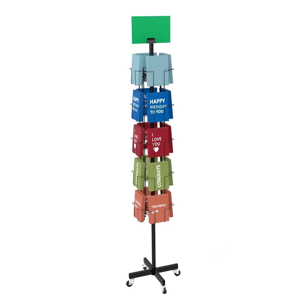 20 Pockets Rotating  Postcard Brochure  Gift Greeting Card Stand Display
