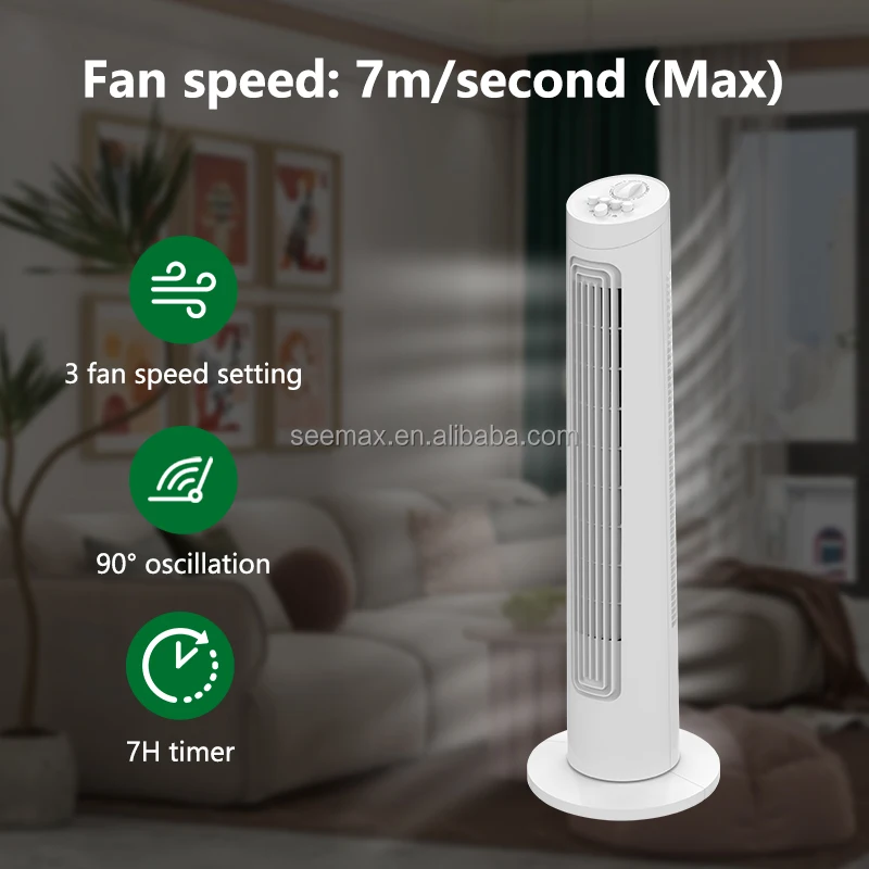 30inch tower fan electric silent floor bladeless inch air home ac vertical fan